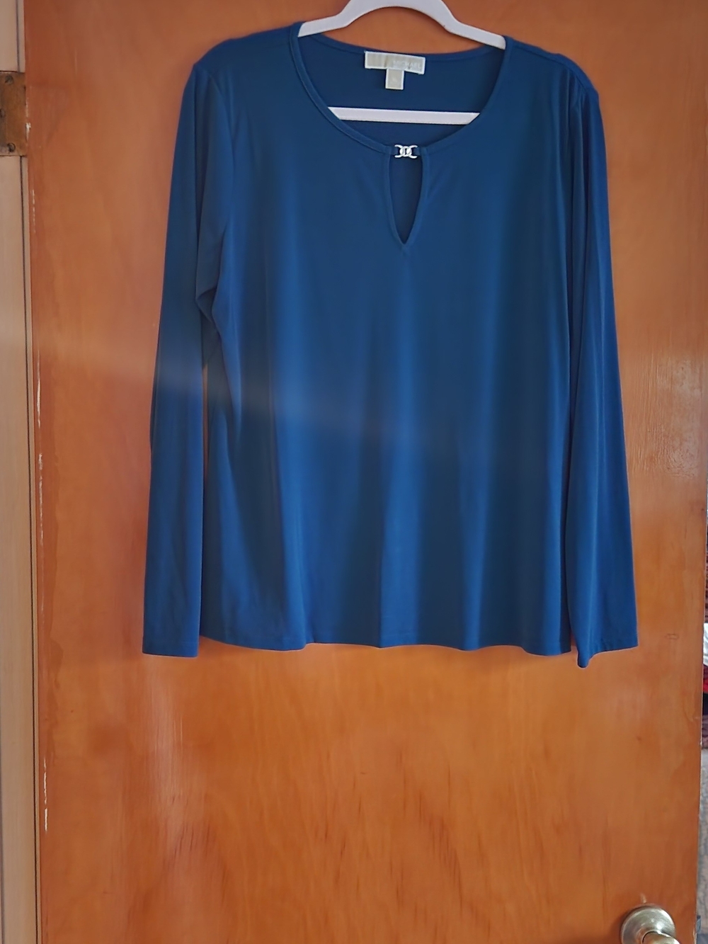 MICHAEL Michael Kors Teal Long-Sleeve Keyhole Blouse